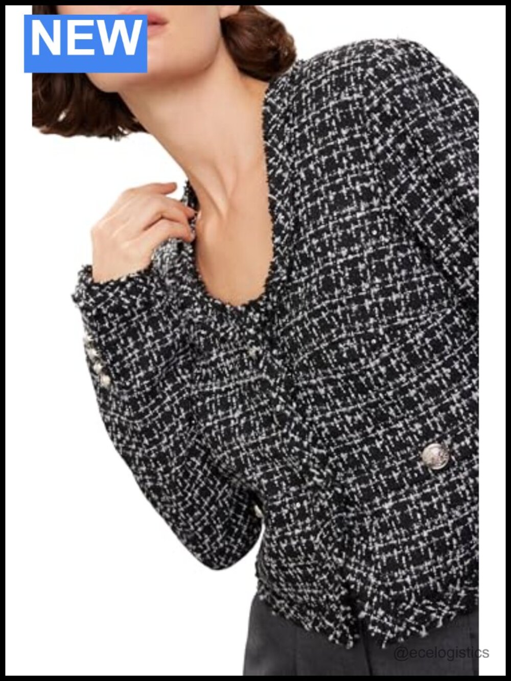 Cropped Button-Up Jacket 90% Polyester 10% Wool - Picture 3 of 3